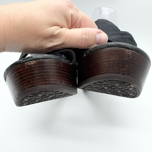 UGG Sedona Black Tie Strap Wedge Heel Sandals Genuine Leather Size 8 Summer Boho - Picture 13 of 16